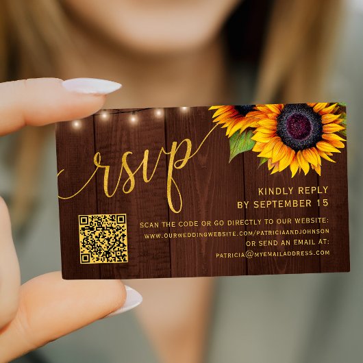 QRコード素朴な田舎シックな結婚式RSVP エンクロージャーカード