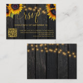 QRコード素朴ひまわりエレガントな結婚式RSVP エンクロージャーカード (正面/裏面)