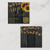 QRコード素朴ひまわりバジェット結婚式RSVP エンクロージャーカード (正面/裏面)