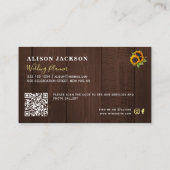 QRコード素朴ひまわりバーンウッドウェディングプランナー 名刺 (裏面)