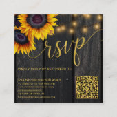 QRコード素朴ひまわり木結婚式RSVP エンクロージャーカード (正面)