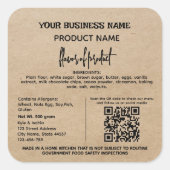 QRコード素朴テキサス州コテージ法食品ラベル スクエアシール (正面)