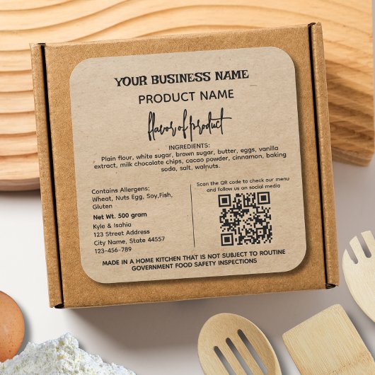 QRコード素朴テキサス州コテージ法食品ラベル スクエアシール