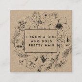 QRコード素朴ボタニカルクラフトブラック紹介カード スクエア名刺 (正面)