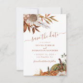 QRコード素朴モダンなテラコッタ結婚フローラ セーブザデート (正面)