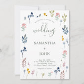 QRコード素朴ワイルドフラワーモダン結婚ズ 招待状 (正面)