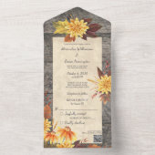 QRコード素朴付き秋の木の花 オールインワン招待状 (内側)