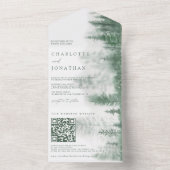 QRコード素朴山林の水の色結婚の オールインワン招待状 (内側)