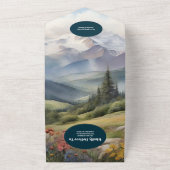 QRコード素朴山草地結婚の オールインワン招待状 (外側)