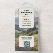 QRコード素朴山草地結婚の オールインワン招待状 (内側)