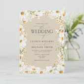 QRコード素朴水彩デイジー花結婚の 招待状 (スタンド正面)