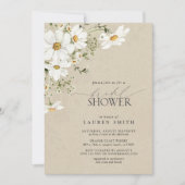 QRコード素朴水色デイジーブライダルシャワー 招待状 (正面)