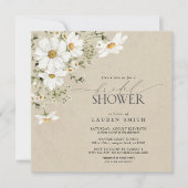 QRコード素朴水色デイジーブライダルシャワー 招待状 (正面)