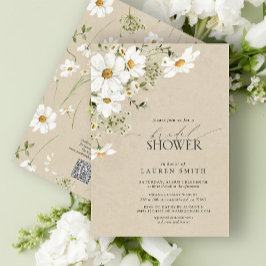 QRコード素朴水色デイジーブライダルシャワー 招待状