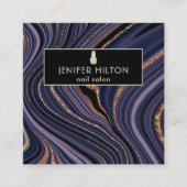 QRコード紫コンテンポラリー瑪瑙ネイルサロン スクエア名刺 (正面)