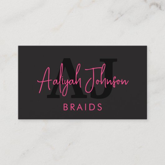 QRコード組み込み美容師モダンタイポグラフィ 名刺 (正面)