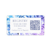 QRコード結婚のギフトレジストリ水の色フローラ ラベル (正面)