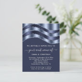 QRコード結婚のブライダルシャワーブルーネイビーグリッター (スタンド正面)