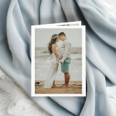 QRコード結婚の手書き感謝3枚の写真 サンキューカード