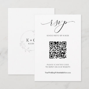 QRコード結婚の高級スモダンクリプトエレガントRSVP 出欠カード