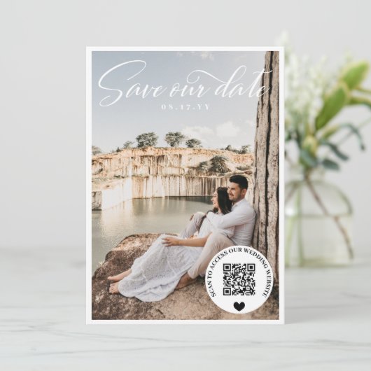 QRコード結婚のWebサイト写真の保存日付 セーブザデート (スタンド正面)