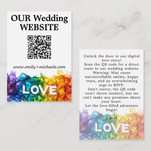 🌈 QRコード結婚のWebサイトLGBTQ絵を描 With Love エンクロージャーカード (正面/裏面)