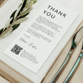 Qrコード結婚を使用したミニマルサンキューカード、