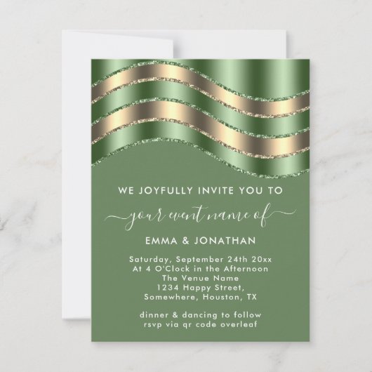 QRコード結婚ブライダルシャワーミントグリーンゴールデン (正面)