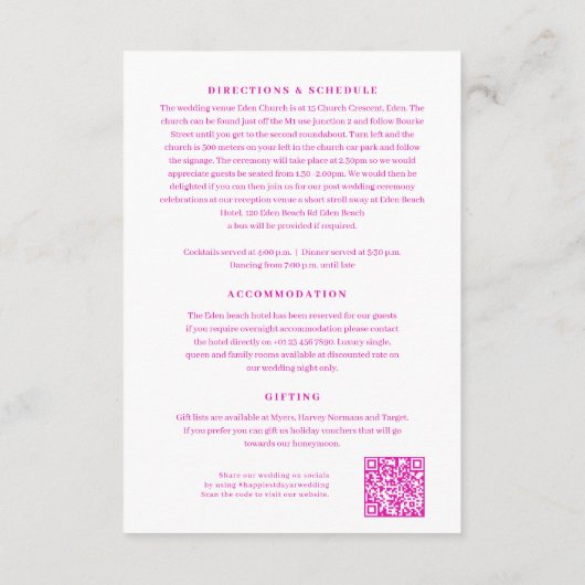 QRコード結婚付きピンクフローラの詳細をストック エンクロージャーカード (裏面)