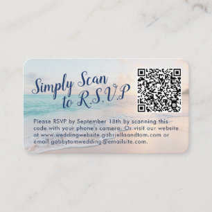 QRコード結婚RSVPビーチ先 エンクロージャーカード
