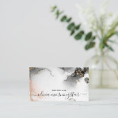 QRコード署名金ゴールド黒抽象芸術水色 名刺 (スタンド正面)