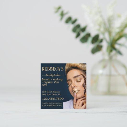 QRコード美しいサロン写真事業 スクエア名刺 (スタンド正面)