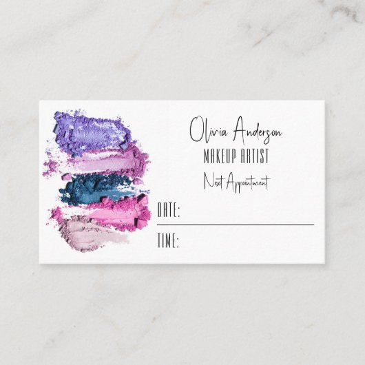 QRコード美しいスウォッチメイクアップアーティストアポイントメント 名刺 (正面)