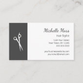 QRコード美容師シンプルシザーズグレーホワイト 名刺 (正面)