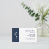 QRコード美容師シンプルシザーネイビーブルー 名刺 (スタンド正面)