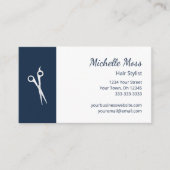 QRコード美容師シンプルシザーネイビーブルー 名刺 (正面)