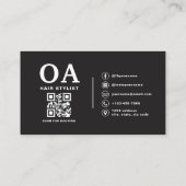 QRコード美容師モノグラムモダンタイポグラフィ 名刺 (裏面)