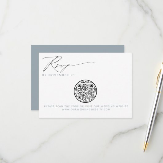 QRコード航海のビーチシーシェルウェディングRSVP 出欠カード (正面/裏面インサイチュ)