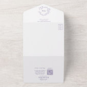 QRコード薄紫ラベンダーリーピークレストモノグラム オールインワン招待状 (外側)