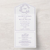 QRコード薄紫ラベンダーリーピークレストモノグラム オールインワン招待状 (内側)