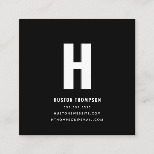 QRコード表裏モノグラムロゴプロフェッショナル スクエア名刺 (正面)