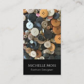 QRコード裁縫ファッションデザイナーボタン黒 名刺 (正面)