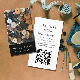 QRコード裁縫ファッションデザイナーボタン黒 名刺