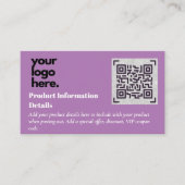 QRコード製品パッケージ保証詳細クーポン エンクロージャーカード (正面)