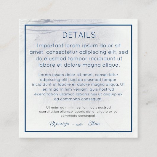 QRコード詳細サンディビーチ結婚式 エンクロージャーカード (正面)