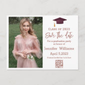 qrコード赤い写真の卒業日を保存 案内ポストカード (正面)