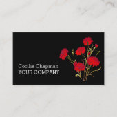 QRコード赤フローラパーソナライズされた黒ゴシック 名刺 (正面)