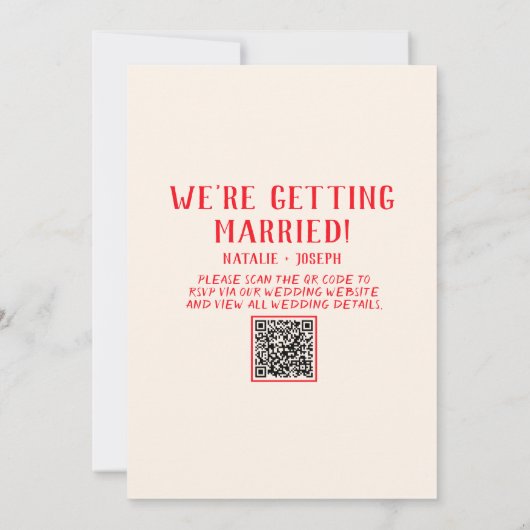 QRコード赤手落書き予測できな結婚の 招待状 (裏面)