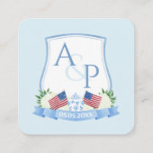 QRコード赤白青モノグラム結婚のウェブサイト エンクロージャーカード (裏面)