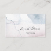 QRコード赤面ほこりっぽい青い水彩背景 名刺 (正面)